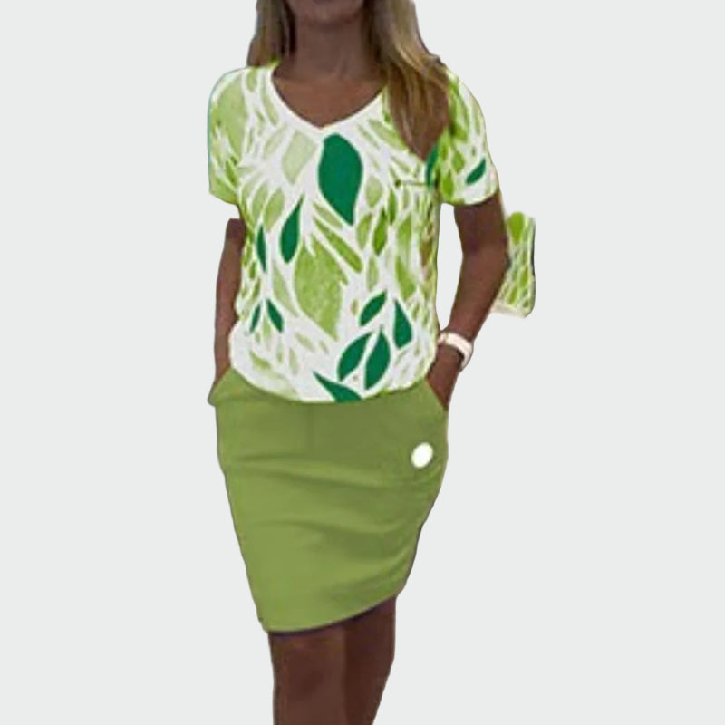 Sada top s vzorem a elegantní sukní