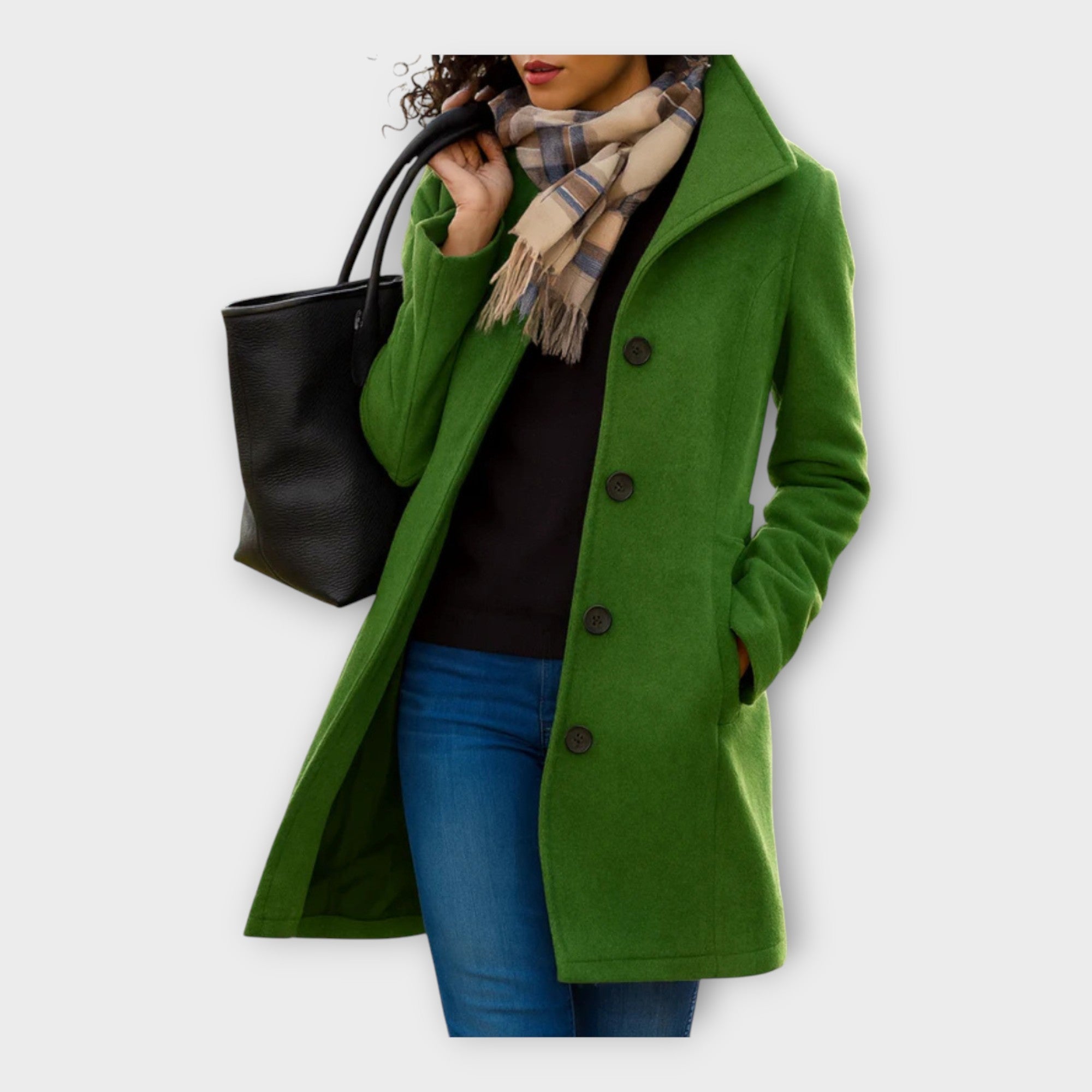 Elegantní vlněný kabát s knoflíky