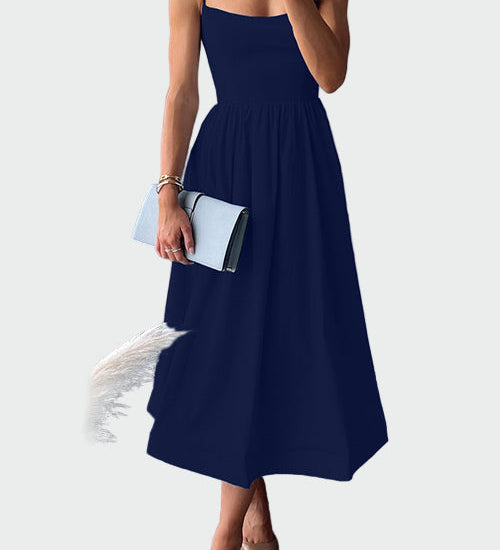 Elegantní midi šaty s ramínky