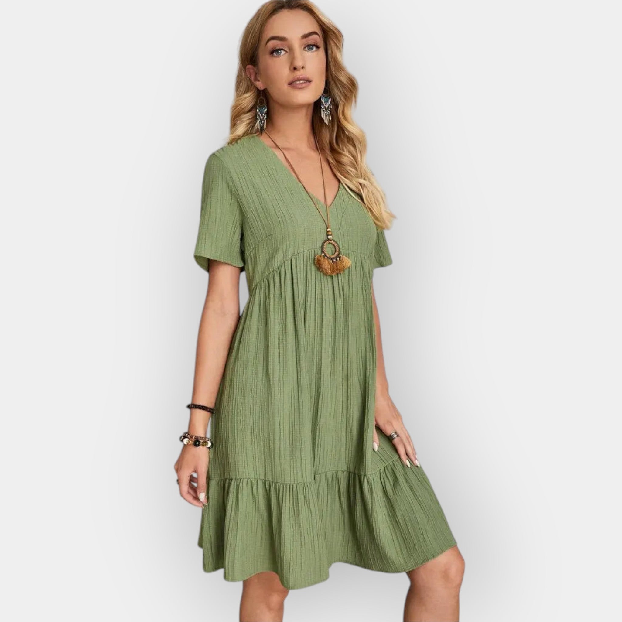 Midi Šaty s V Výstřihem