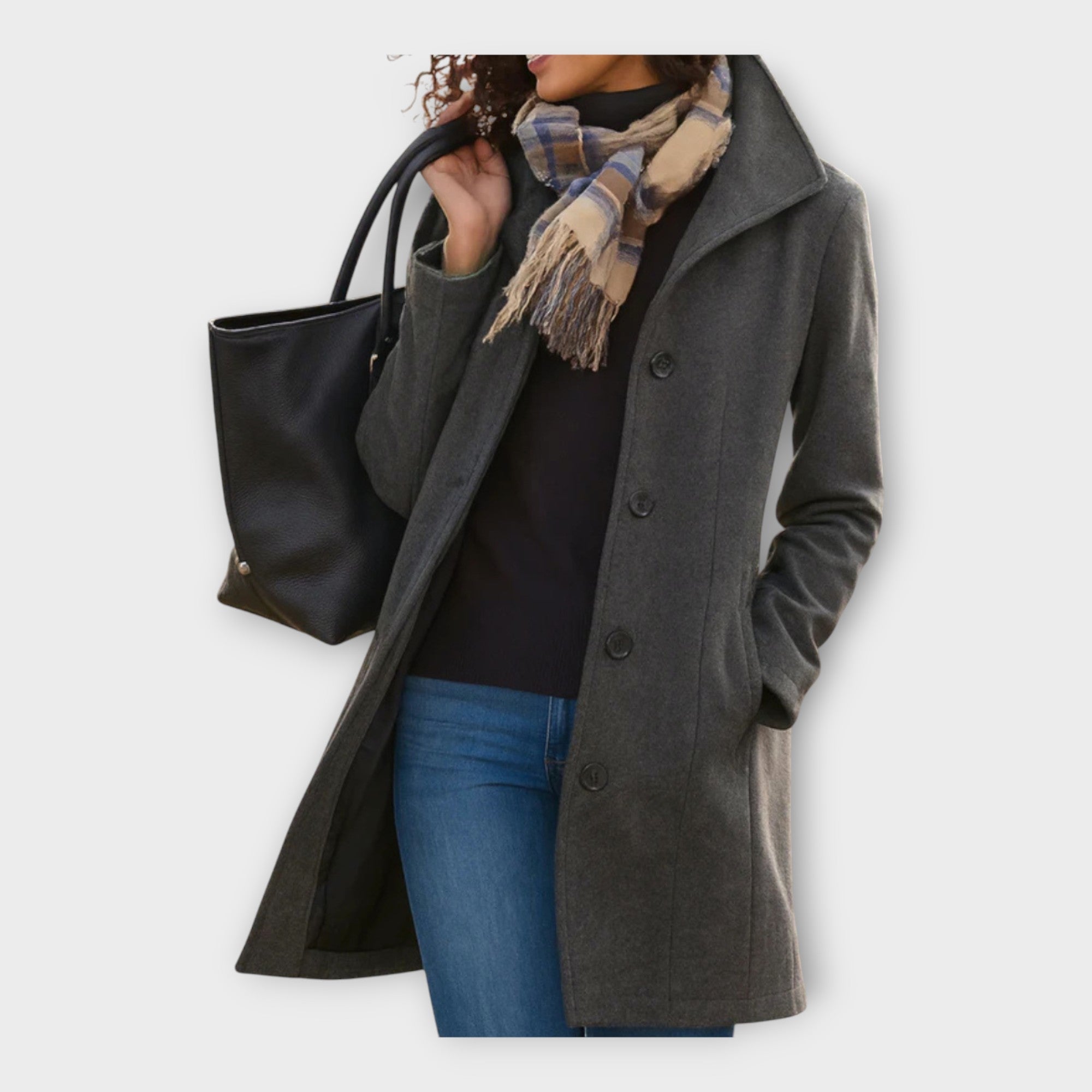 Elegantní vlněný kabát s knoflíky