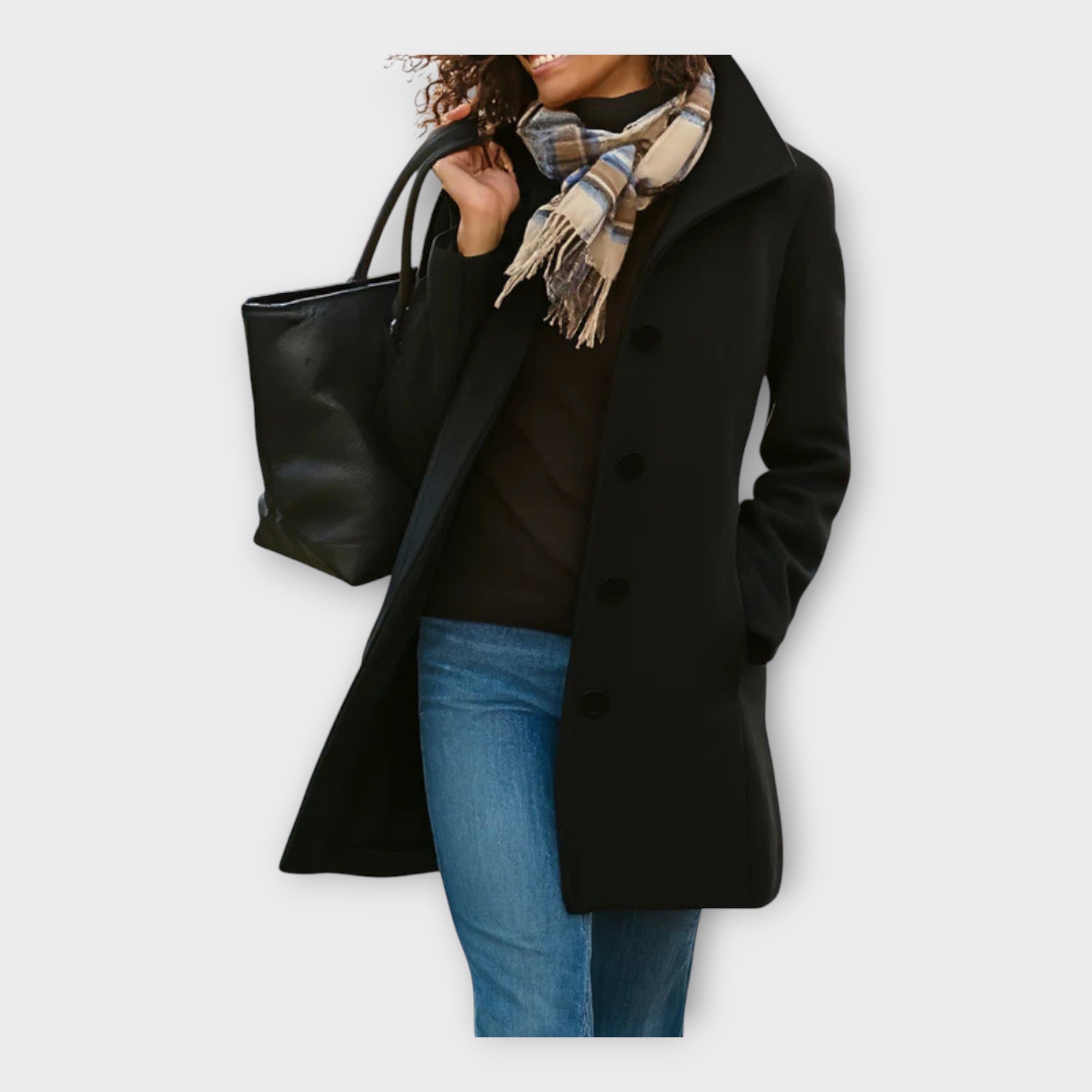 Elegantní vlněný kabát s knoflíky