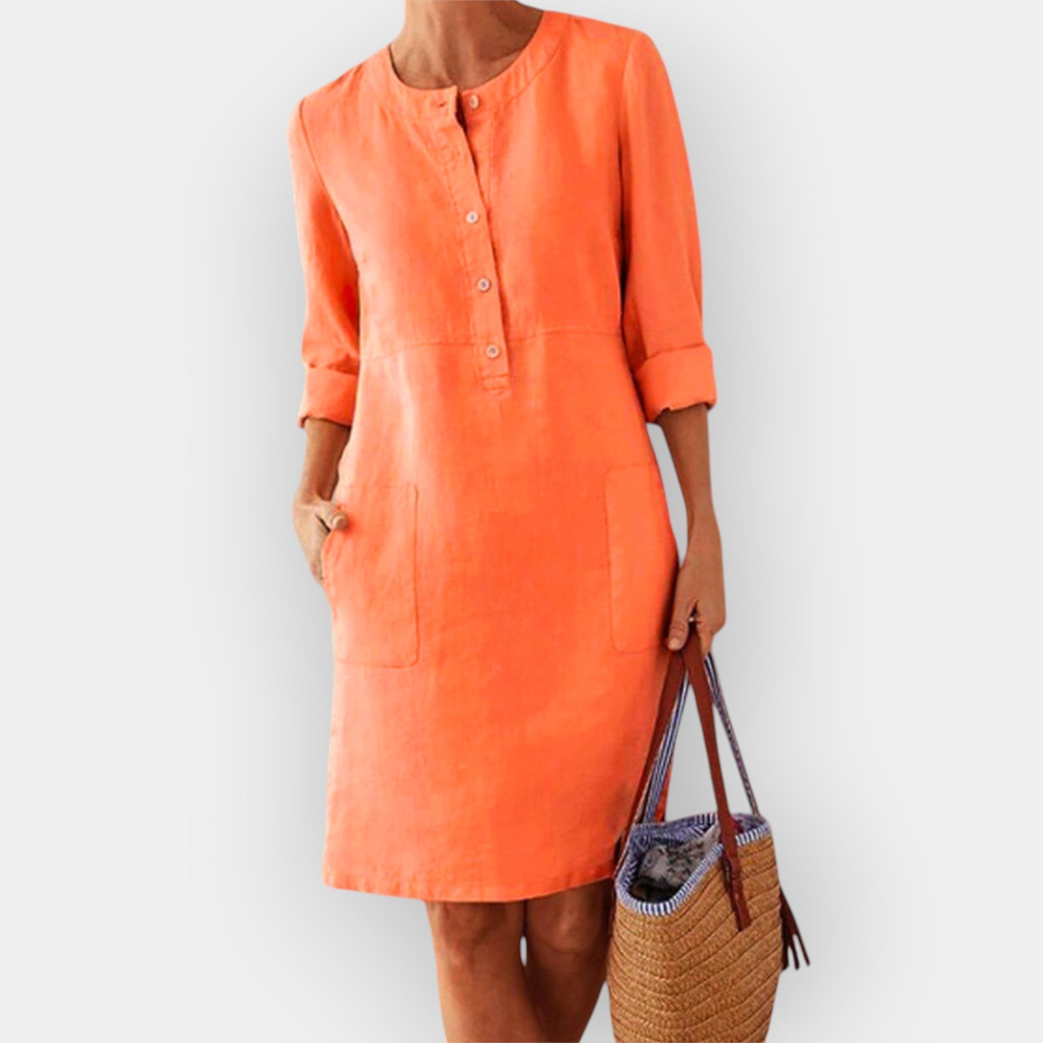 Elegantní Bavlněné Midi Šaty s Jednoduchým Designem