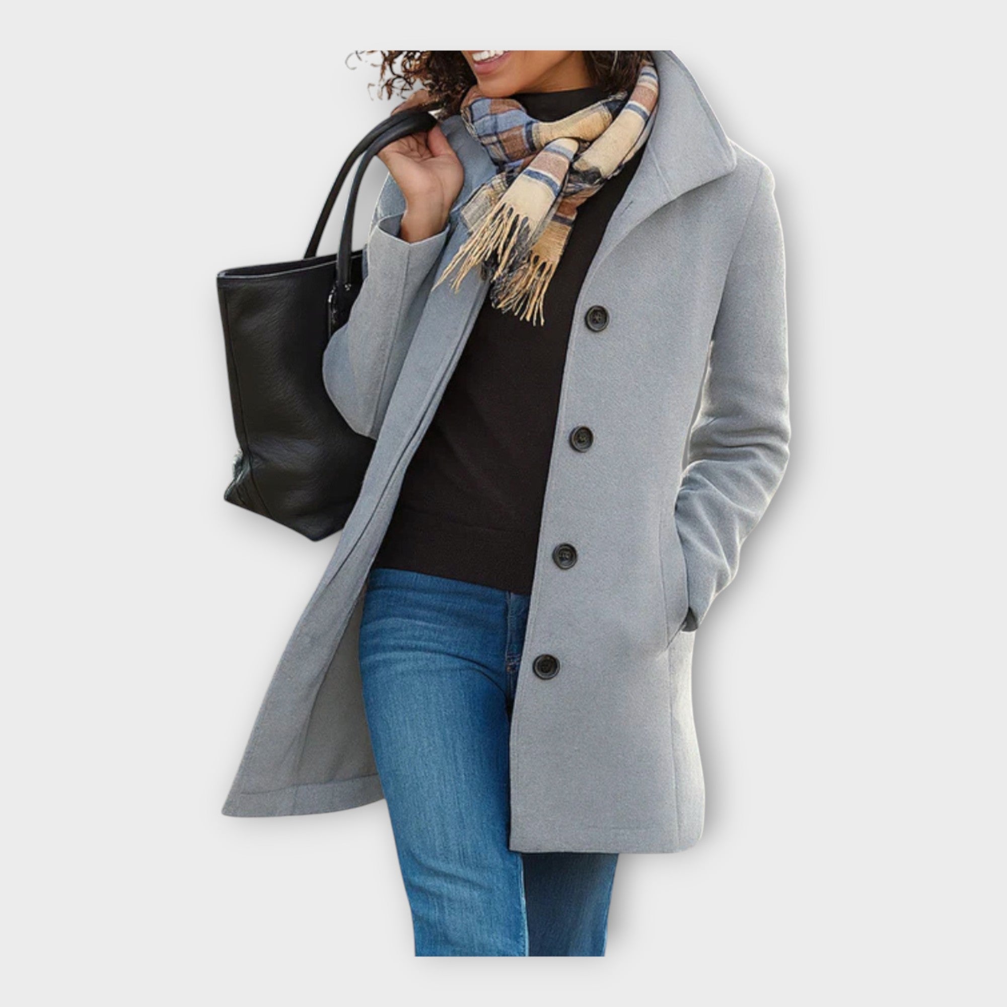 Elegantní vlněný kabát s knoflíky