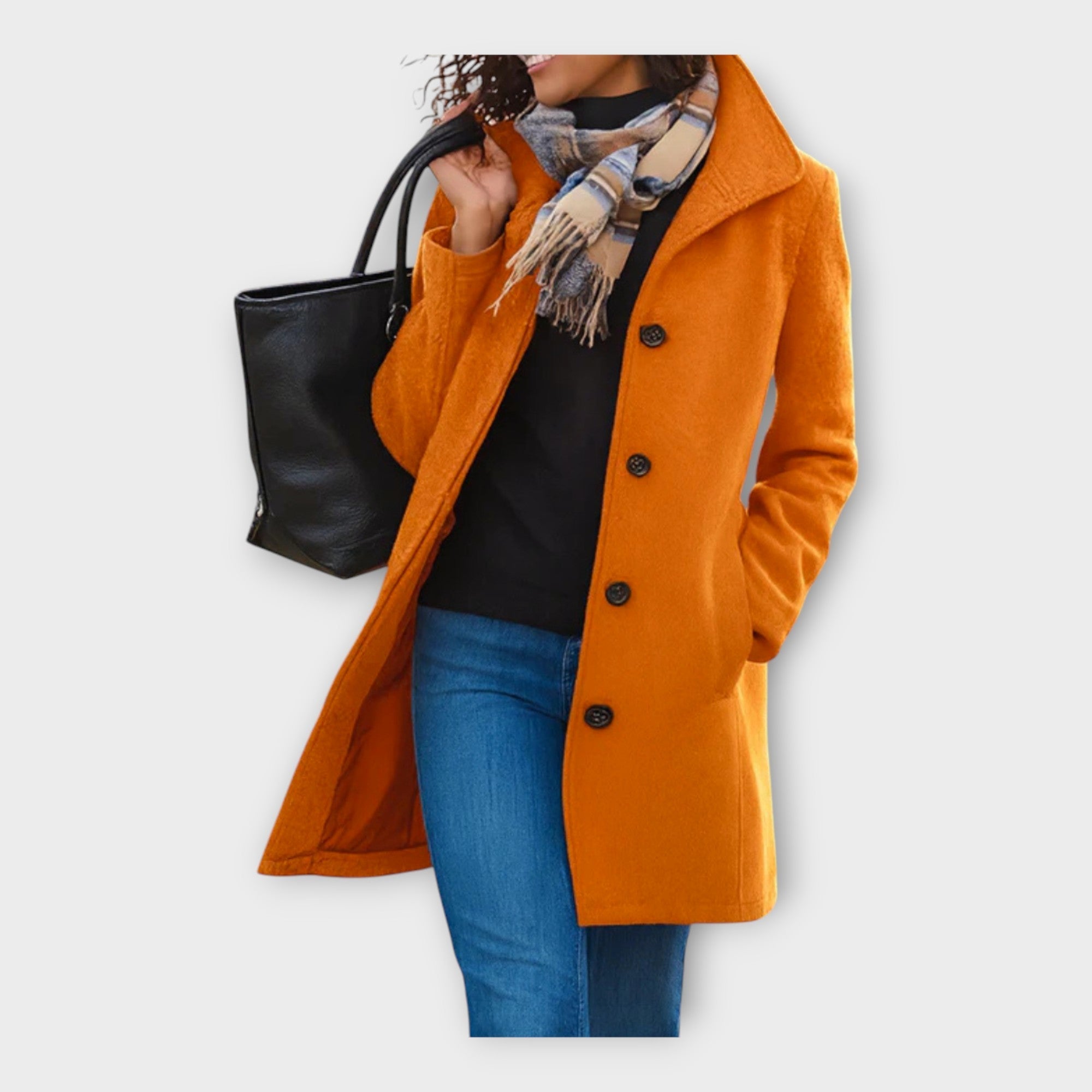 Elegantní vlněný kabát s knoflíky