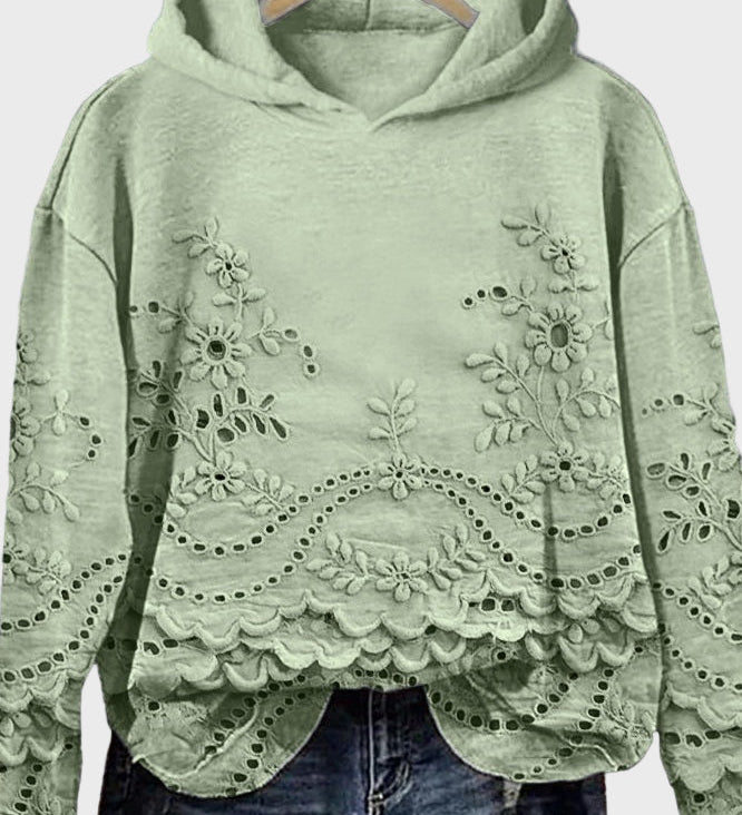 Mikina s kapucí z krajky zelené louky