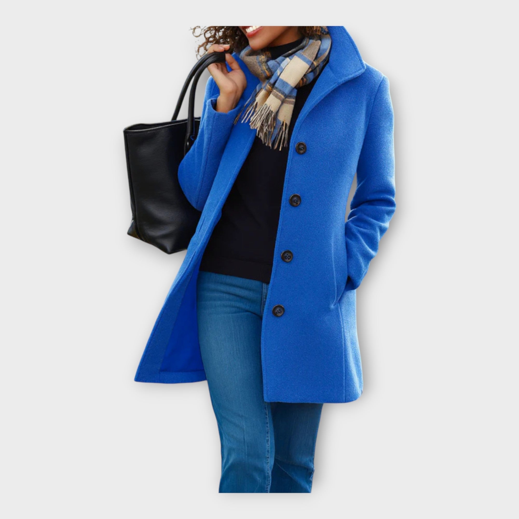 Elegantní vlněný kabát s knoflíky