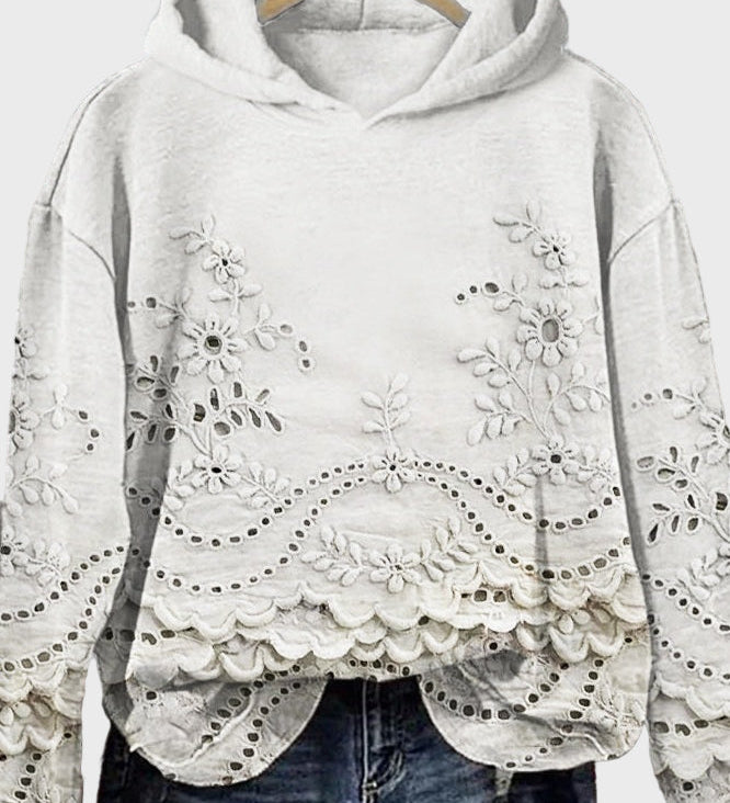 Mikina s kapucí z krajky zelené louky