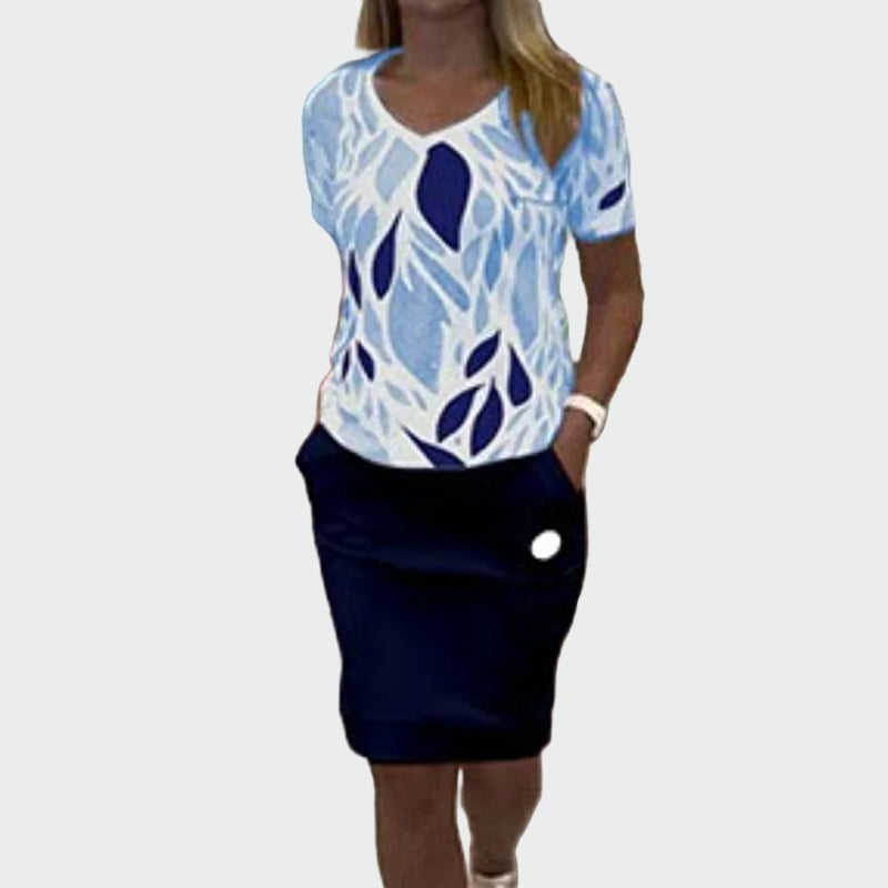 Sada top s vzorem a elegantní sukní