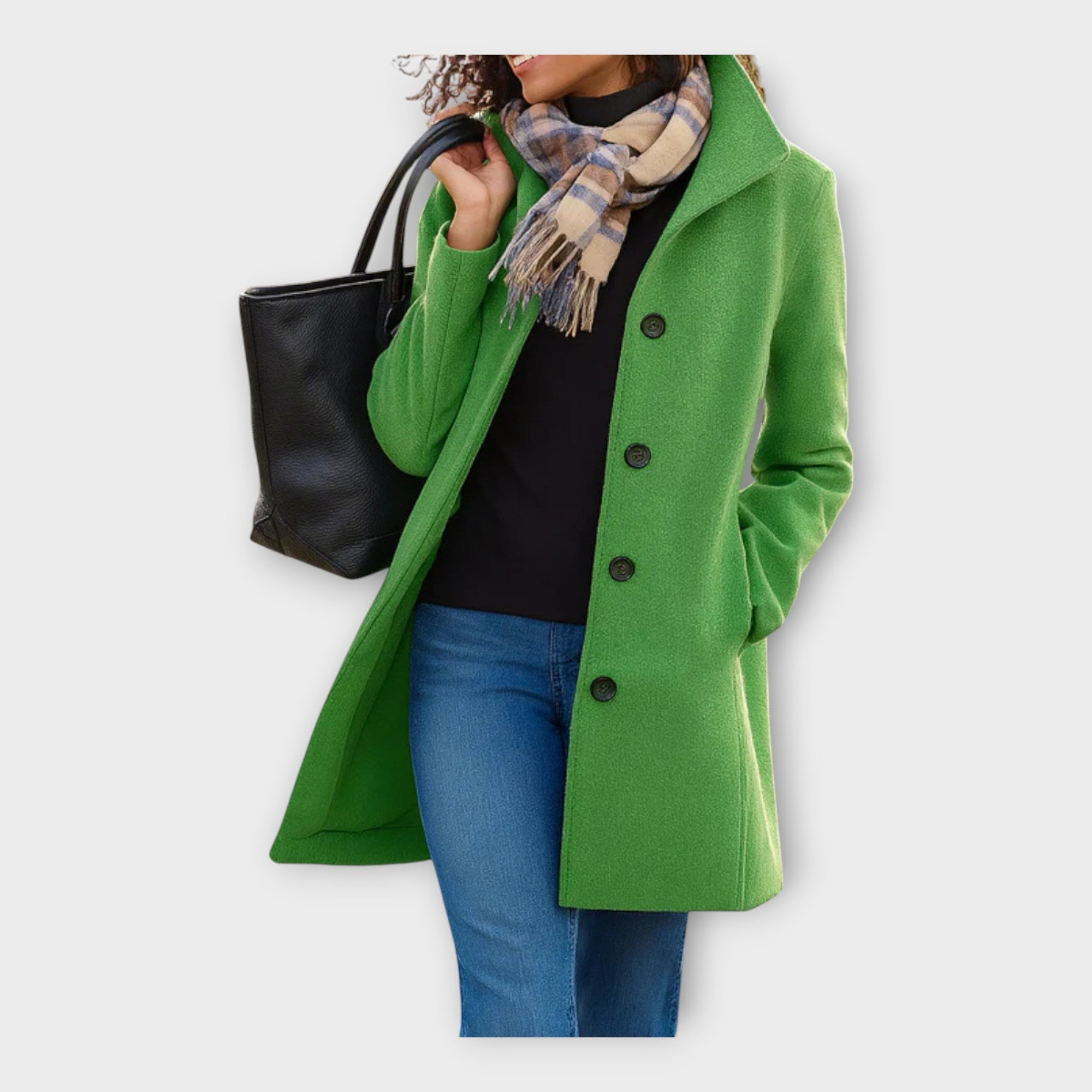 Elegantní vlněný kabát s knoflíky