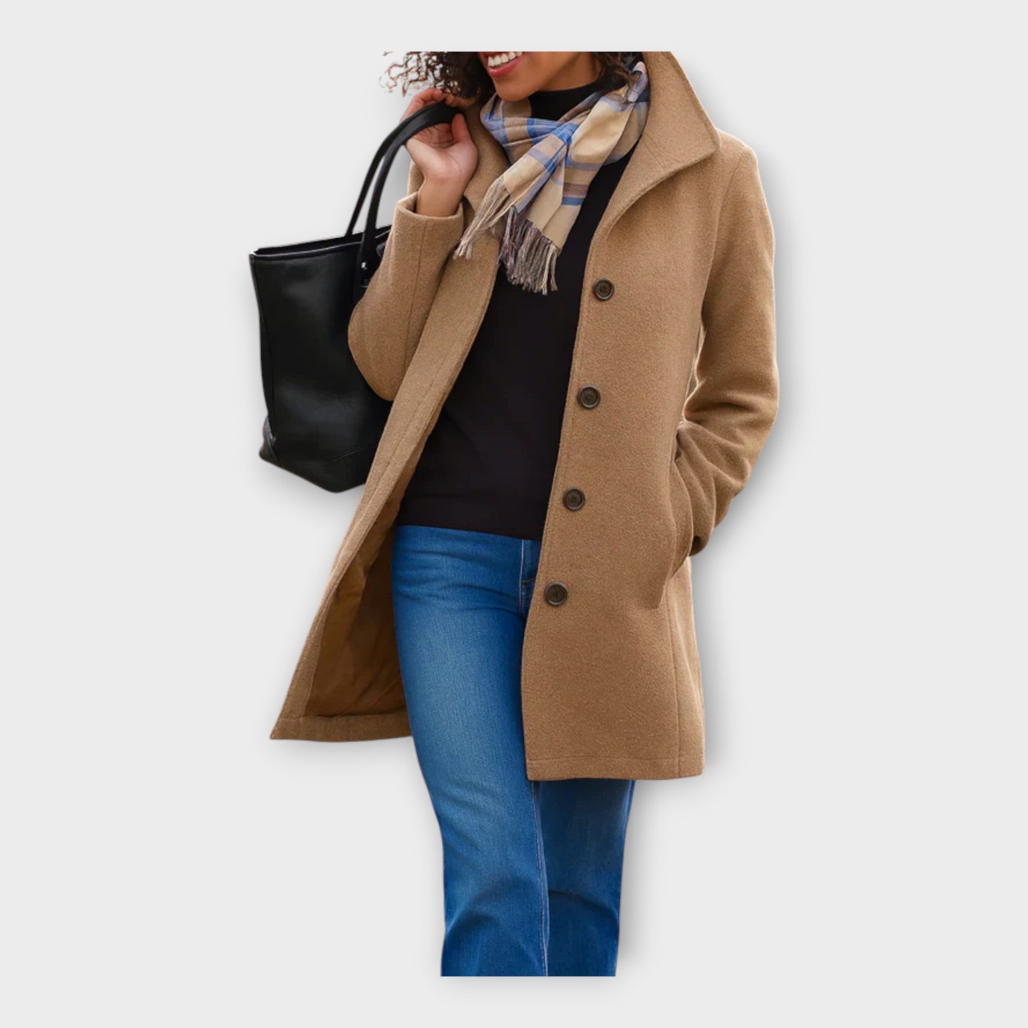 Elegantní vlněný kabát s knoflíky