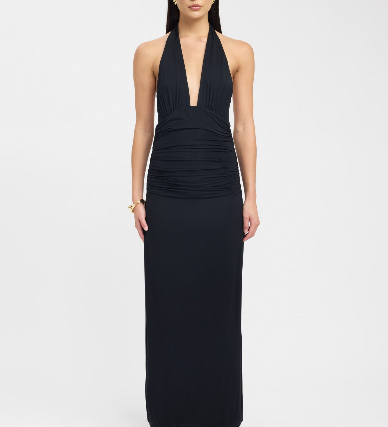 Elegantní maxi šaty s halter výstřihem