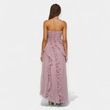 Lilac Midi Šaty s Regulovatelnými Volány