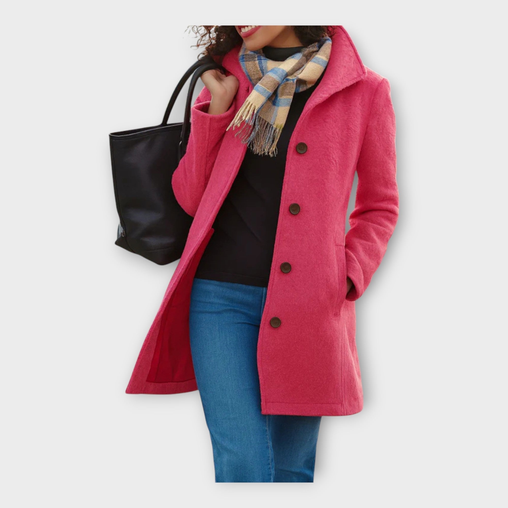 Elegantní vlněný kabát s knoflíky