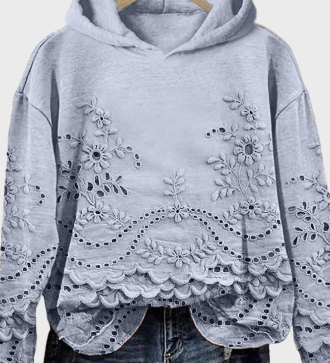 Mikina s kapucí z krajky zelené louky