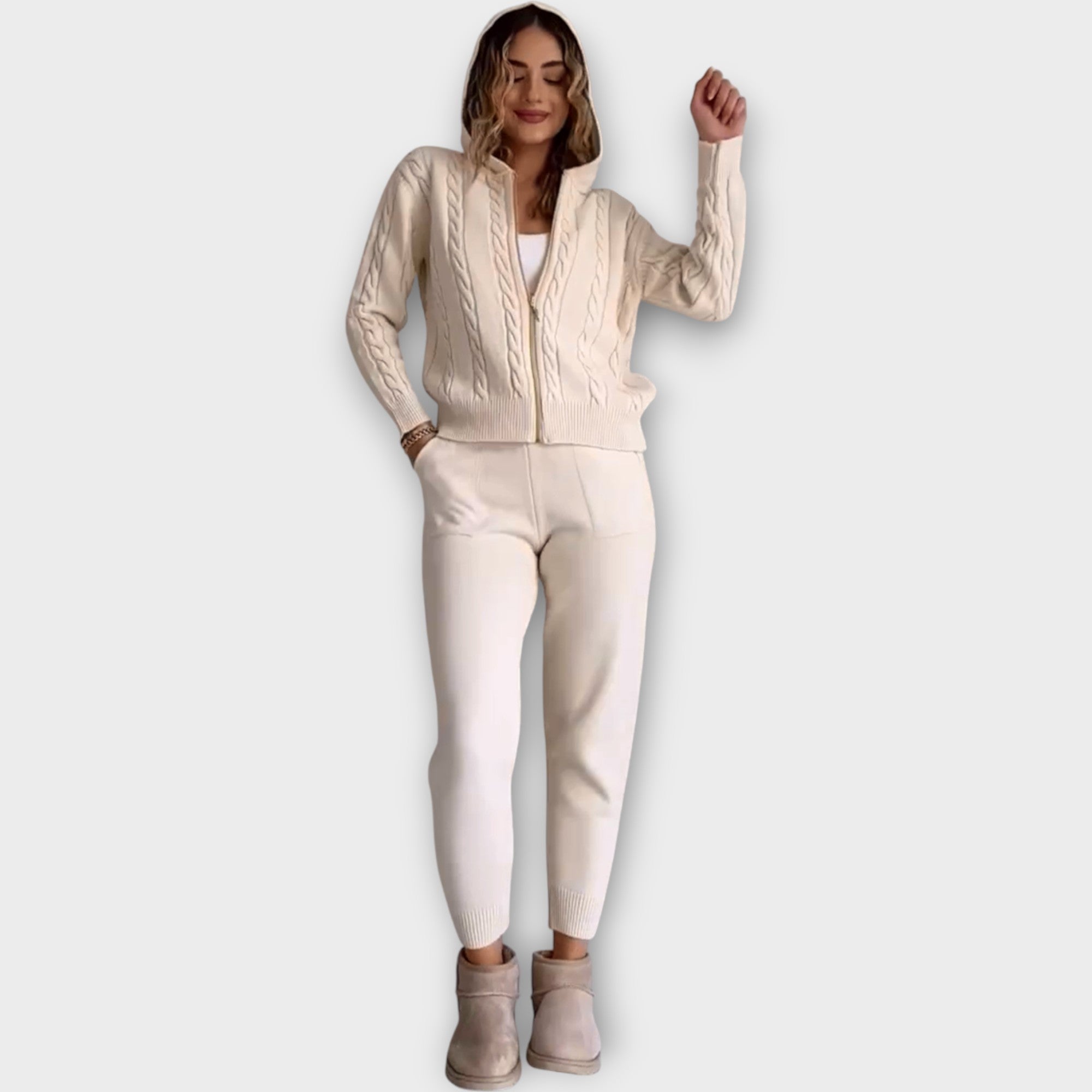 Pleteme set s kapucí a svetrem