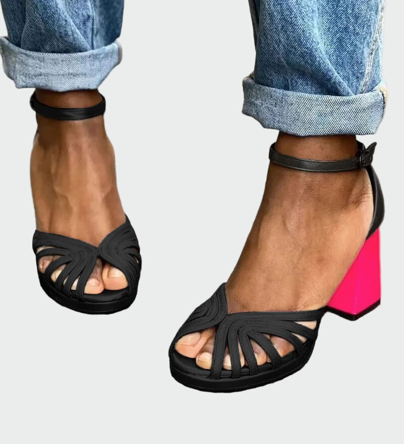 Sandály s dvoubarevným podpatkem