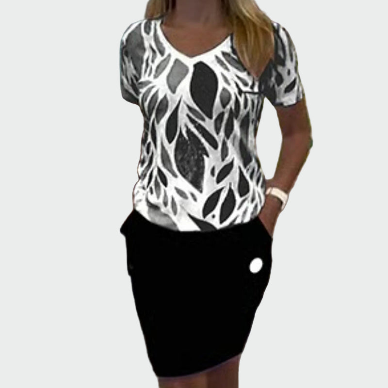 Sada top s vzorem a elegantní sukní