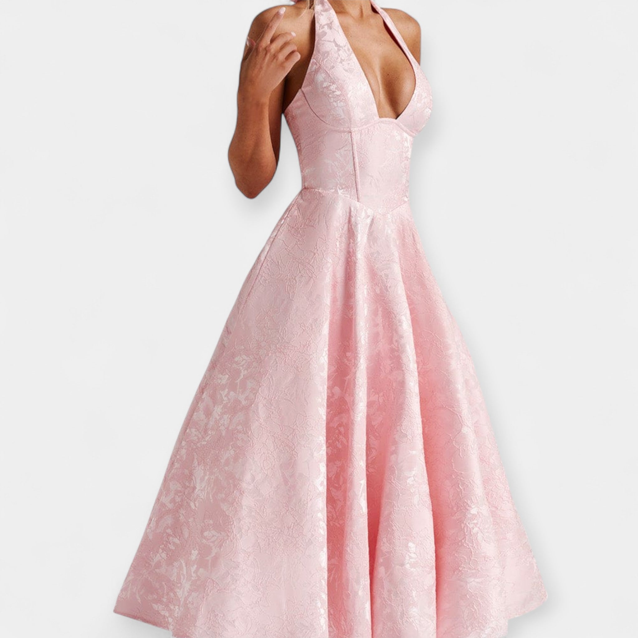 Midi šaty s odhalenými zády a stylovým korzetem