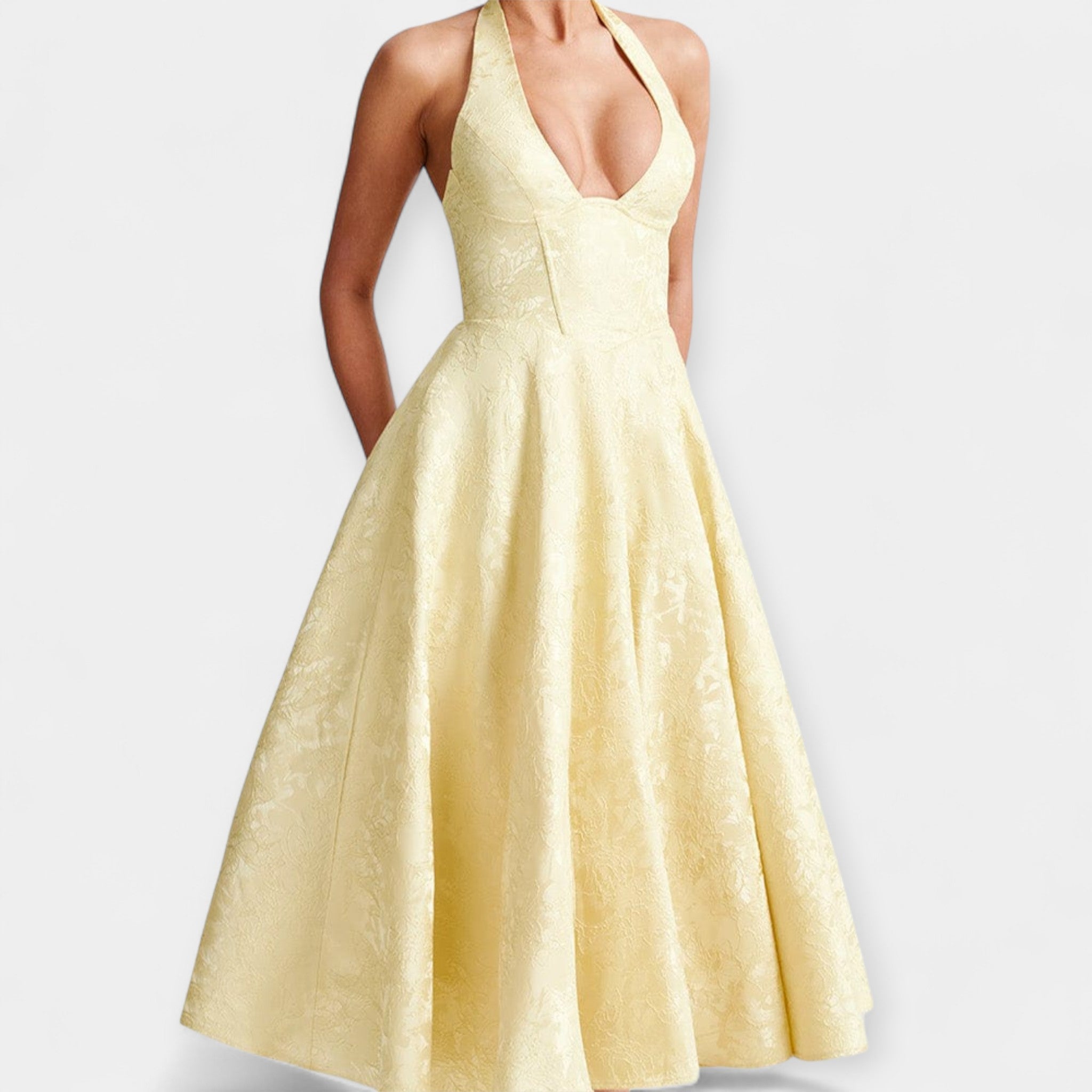 Midi šaty s odhaleným zády a stylovým korzetem