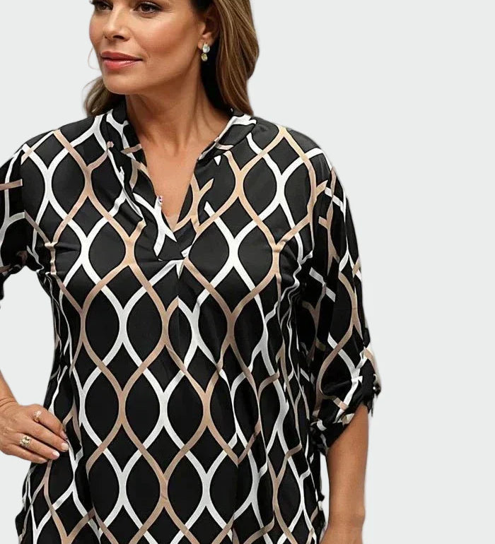 Kabelová blůza s dlouhým rukávem a elegantním vzorem