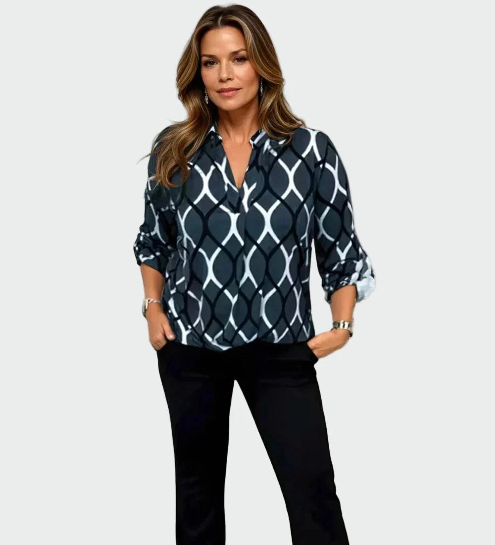 Kabelová blůza s dlouhým rukávem a elegantním vzorem